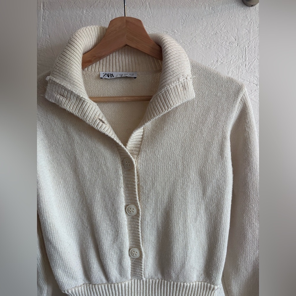 Zara Limited Edition Wool Blend Cream Button Knit Long Sleeve Playsuit Romper - Picture 9 of 14